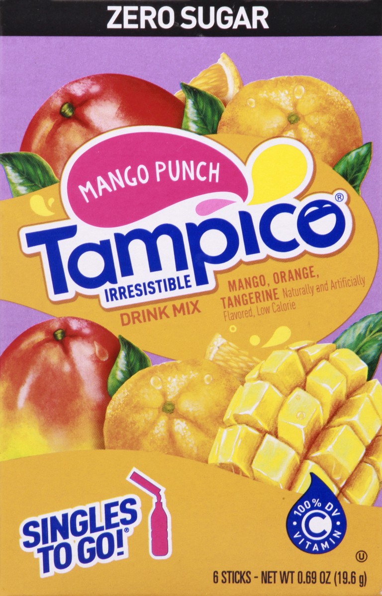 slide 9 of 10, Tampico Drink Mix, Zero Sugar, Mango Punch, 6 ct