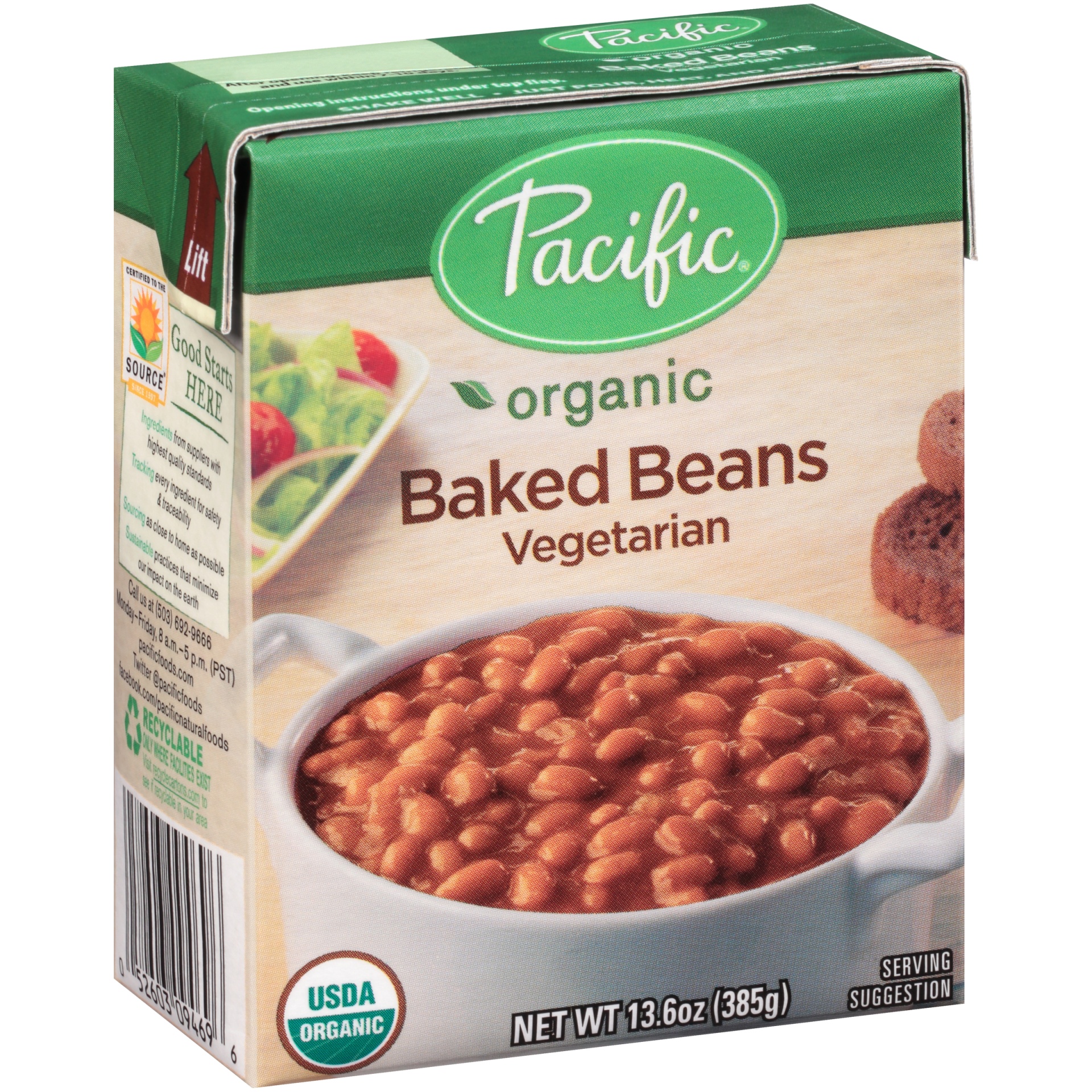 slide 1 of 4, Pacific Organic Vegetarian Baked Beans, 13.6 oz