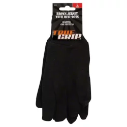 True Grip Gloves, Brown Jersey With Mini-Dots, Large