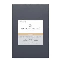 Room & Retreat 600 Thread Counts Solid Pillowcase, Standard, Set Of 2, Asphalt