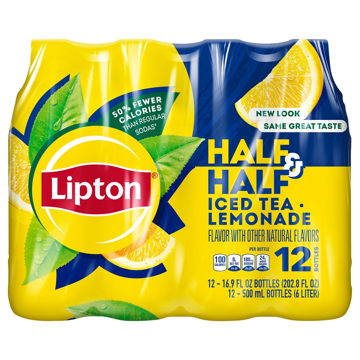 slide 1 of 5, Lipton Half & Half Iced Tea Lemonade 16.9 Fl Oz 12 Count, 202.8 oz
