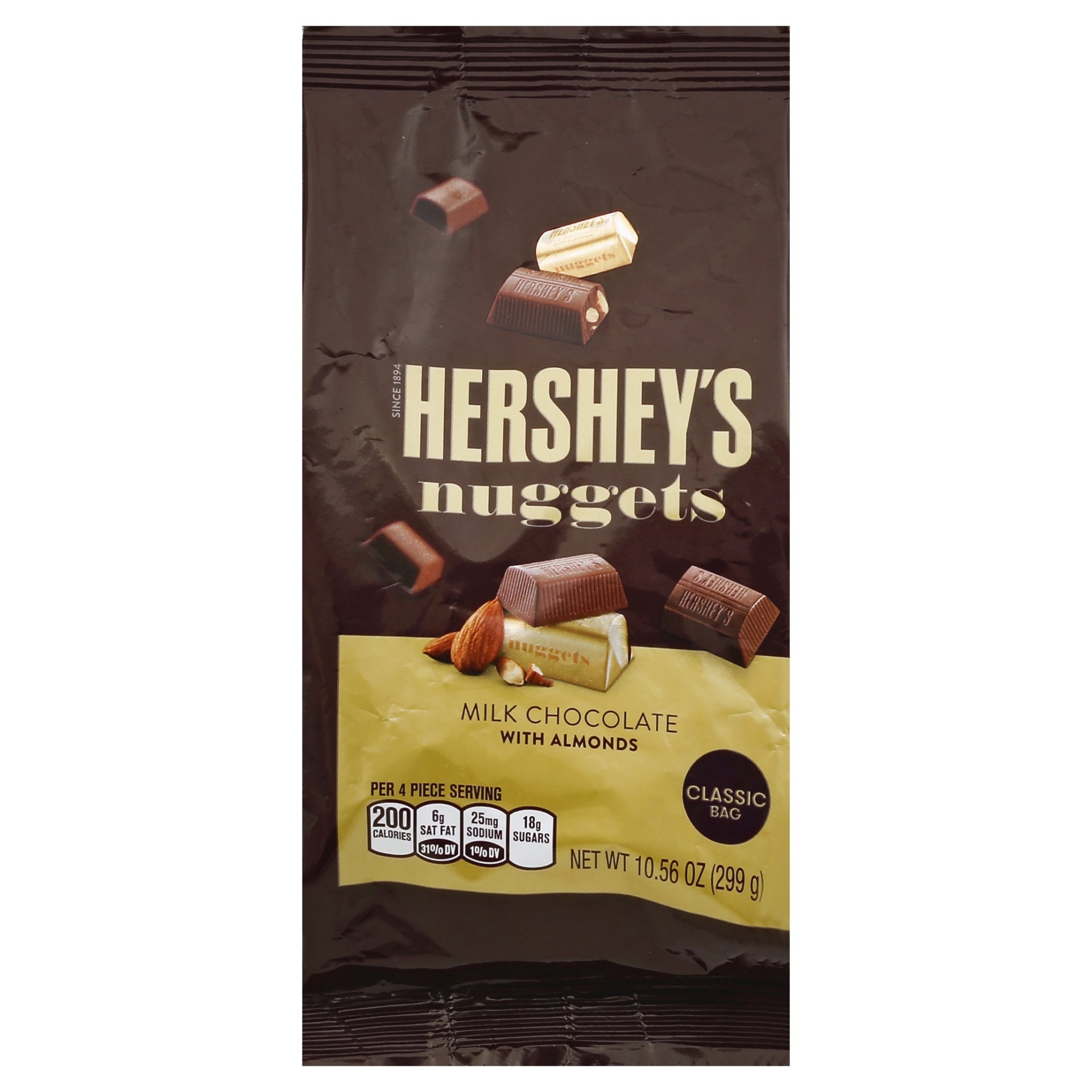 slide 1 of 7, Hershey's Nuggets Milk Chocolate With Almonds Classic Bag, 10.56 oz