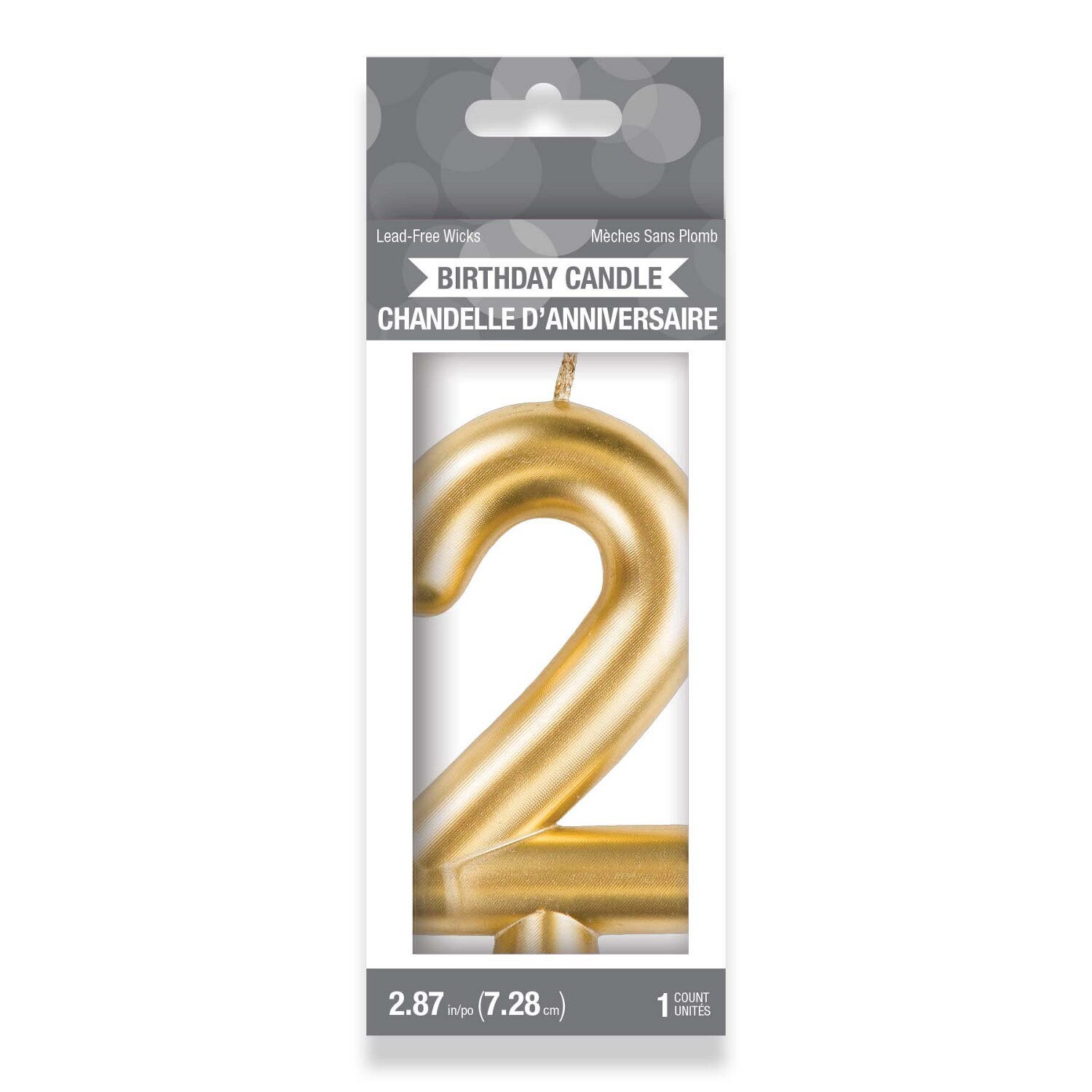 slide 1 of 1, CREATIVE CONVERTING Cndl Metallic Numeral #2 Gold, 1 ct