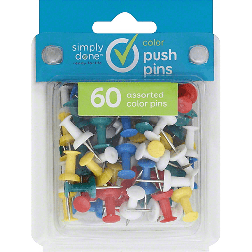 slide 2 of 2, Simply Done Color Push Pins, 60 ct