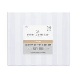 Room & Retreat 600 Thread Counts Damask Sheet Set, Full, 4 Pieces Set, White