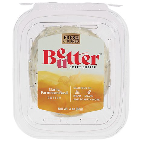 slide 1 of 1, Better Butter Fresh Churned Butter Garlic With Parmesan & Basil - 3 Oz, 3 oz