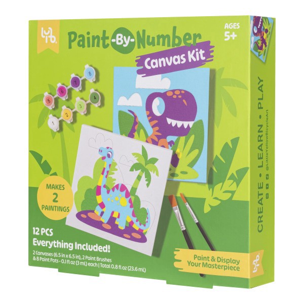 slide 3 of 8, Little Yellow Bicycle Paint-By-Number Kit, Dino, Kit Of 12 Pieces, 1 ct