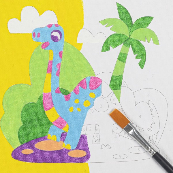 slide 7 of 8, Little Yellow Bicycle Paint-By-Number Kit, Dino, Kit Of 12 Pieces, 1 ct