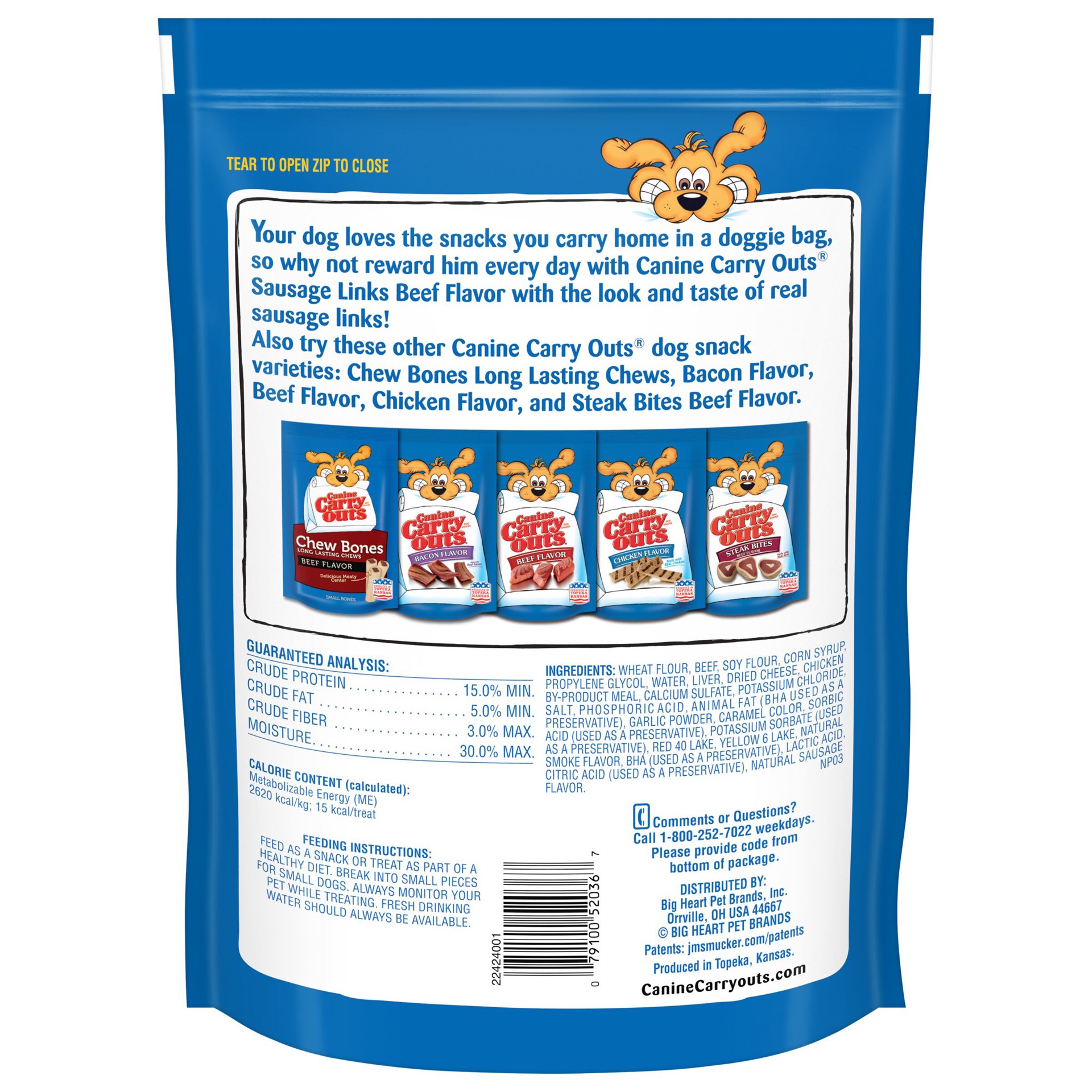 slide 2 of 6, Canine Carry Outs Sausage Links Beef Flavor Dog Treats, 22.5oz Bag, 22.5 oz