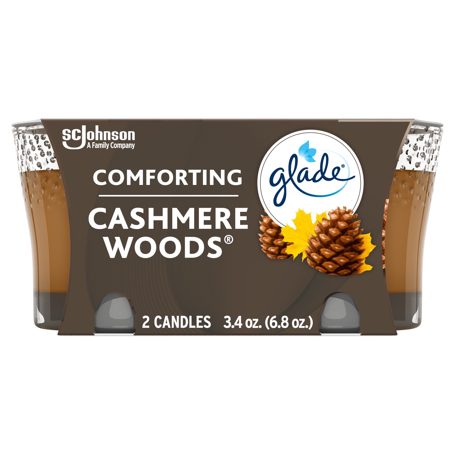slide 3 of 5, Glade Value Pack Comforting Cashmere Woods Candles 2 - 3.4 oz ea, 2 ct