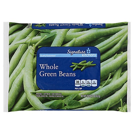 slide 1 of 1, Signature Kitchens Signature Select/Kitchens Beans Green Whole, 16 oz