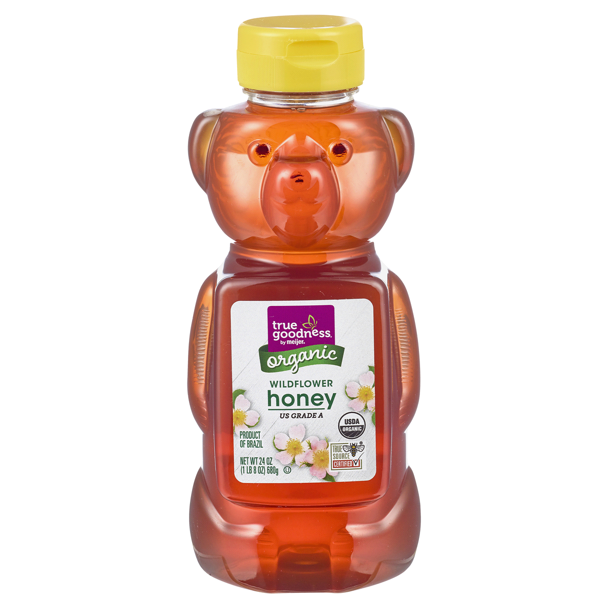 slide 1 of 5, True Goodness Organic Wildflower Honey Bear, 24 oz