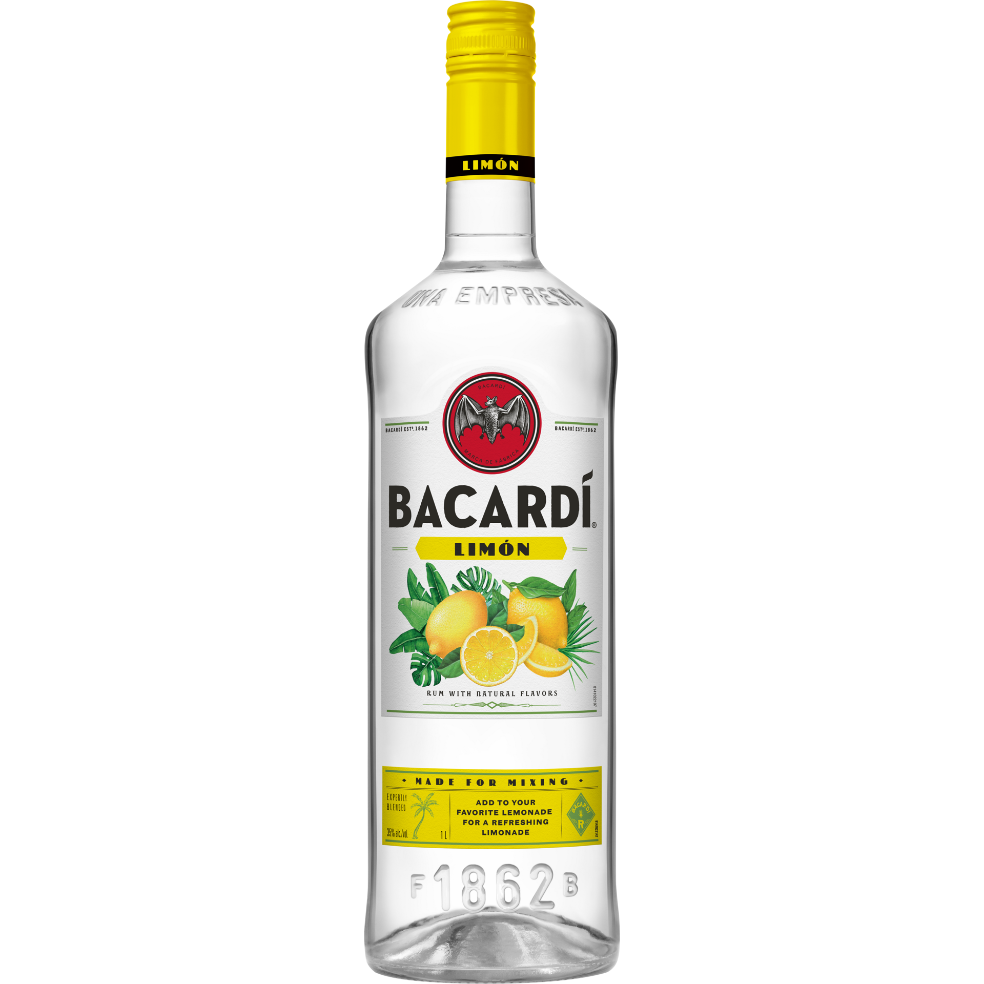 slide 1 of 5, Bacardí Bacardi Limon Rum, Gluten Free 35% 100Cl/1L, 1 liter