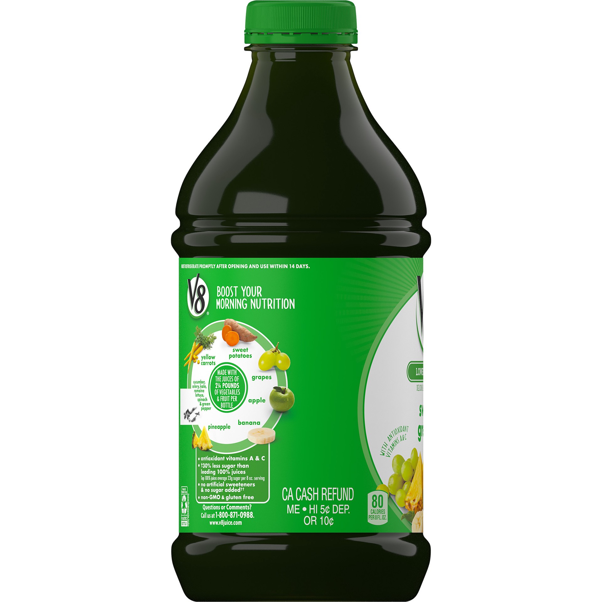 slide 5 of 5, V8 Lower Sugar Sweet Greens Juice 46 fl oz Bottle, 46 fl oz