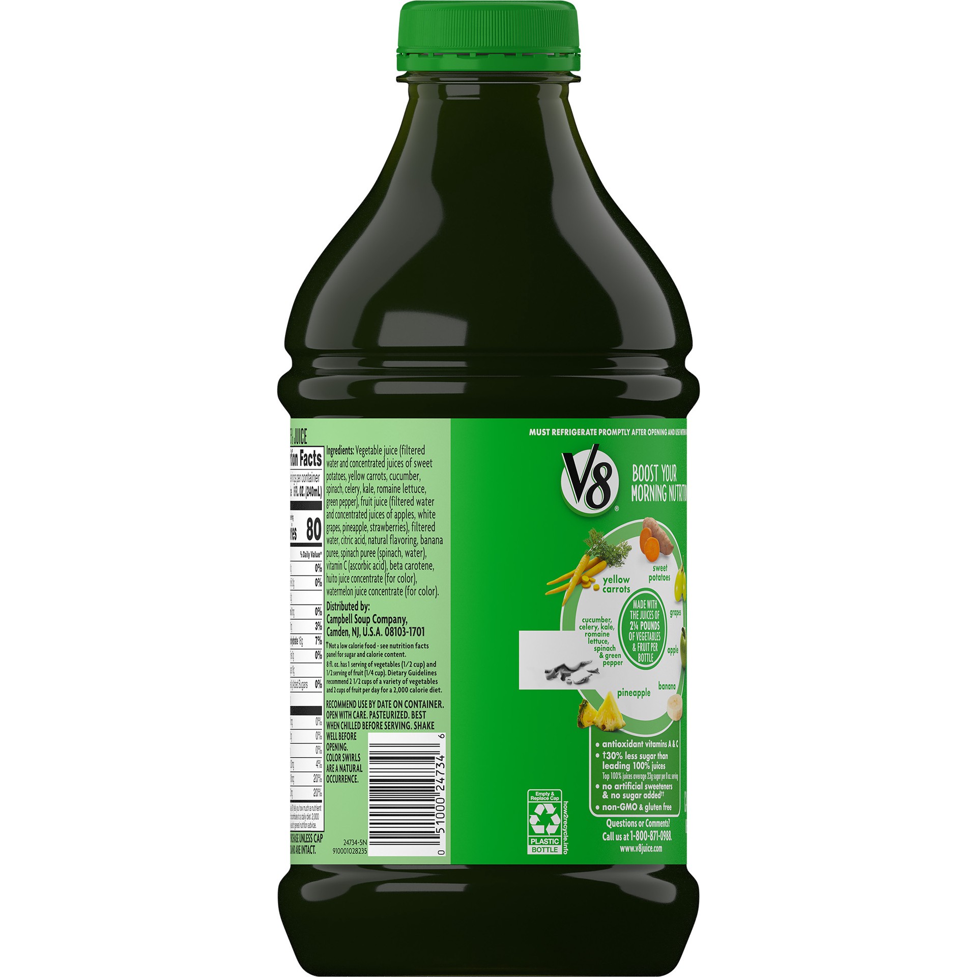 slide 3 of 5, V8 Lower Sugar Sweet Greens Juice 46 fl oz Bottle, 46 fl oz