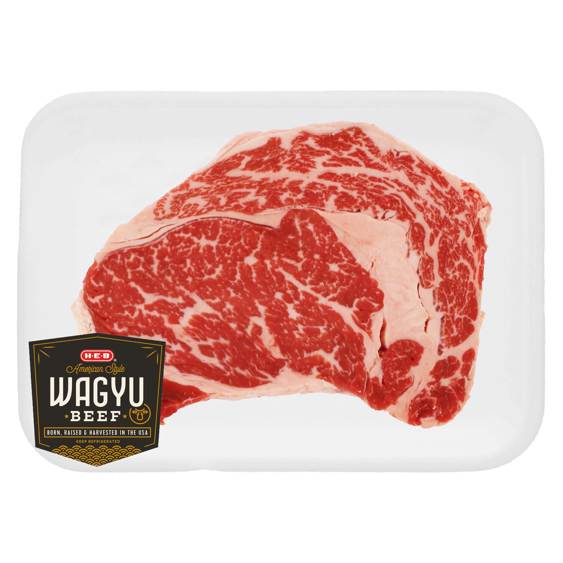 slide 1 of 1, H-E-B American Style Wagyu Beef Boneless Ribeye Steak, per lb