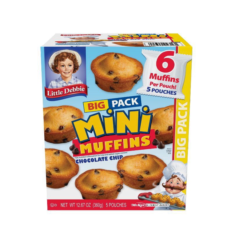 slide 4 of 4, Little Debbie Snack Cakes, Little Debbie Big Pack Mini Muffins (Chocolate Chip), 5 ct