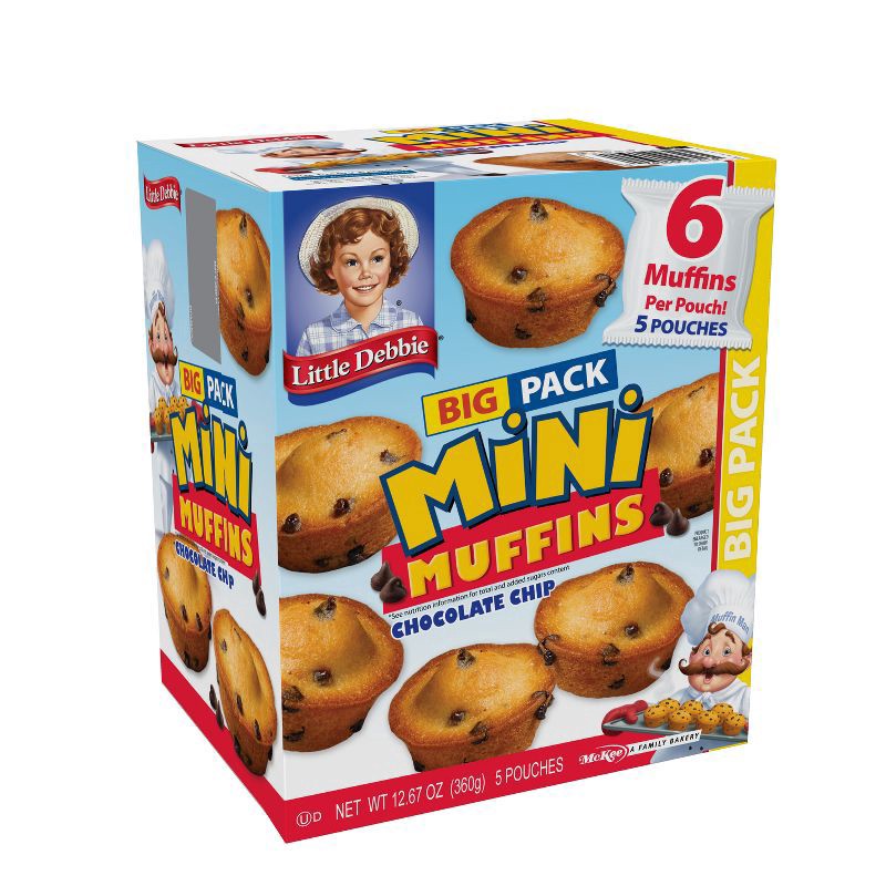 slide 1 of 4, Little Debbie Snack Cakes, Little Debbie Big Pack Mini Muffins (Chocolate Chip), 5 ct