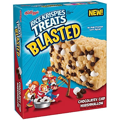 slide 1 of 1, Kellogg's Rice Krispies Treats Blasted Chocolate Chip Marshmallow Bars, 4.68 oz