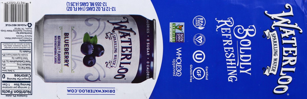 slide 3 of 13, Waterloo Sparkling Water, Blueberry, 12 ct