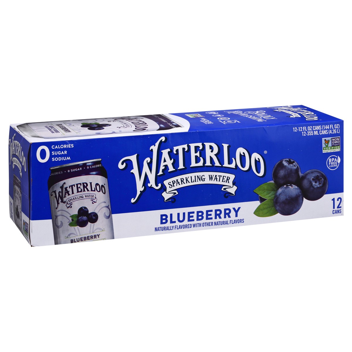 slide 12 of 13, Waterloo Sparkling Water, Blueberry, 12 ct