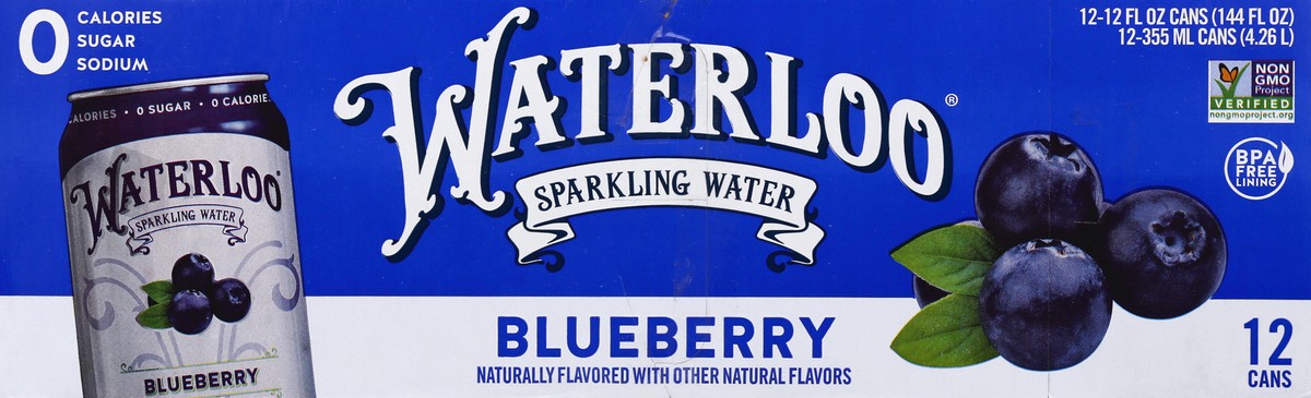 slide 8 of 13, Waterloo Sparkling Water, Blueberry, 12 ct