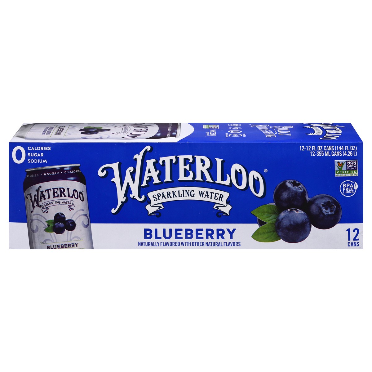 slide 1 of 13, Waterloo Sparkling Water, Blueberry, 12 ct