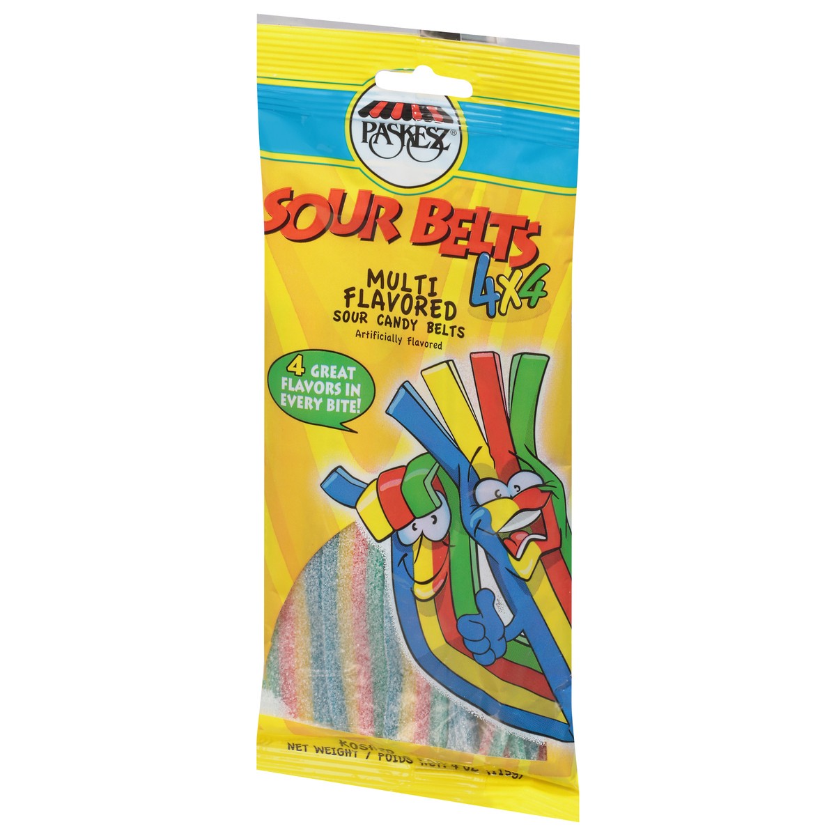 slide 3 of 9, Paskesz Sour Belts - 4.1 Oz, 4.1 oz