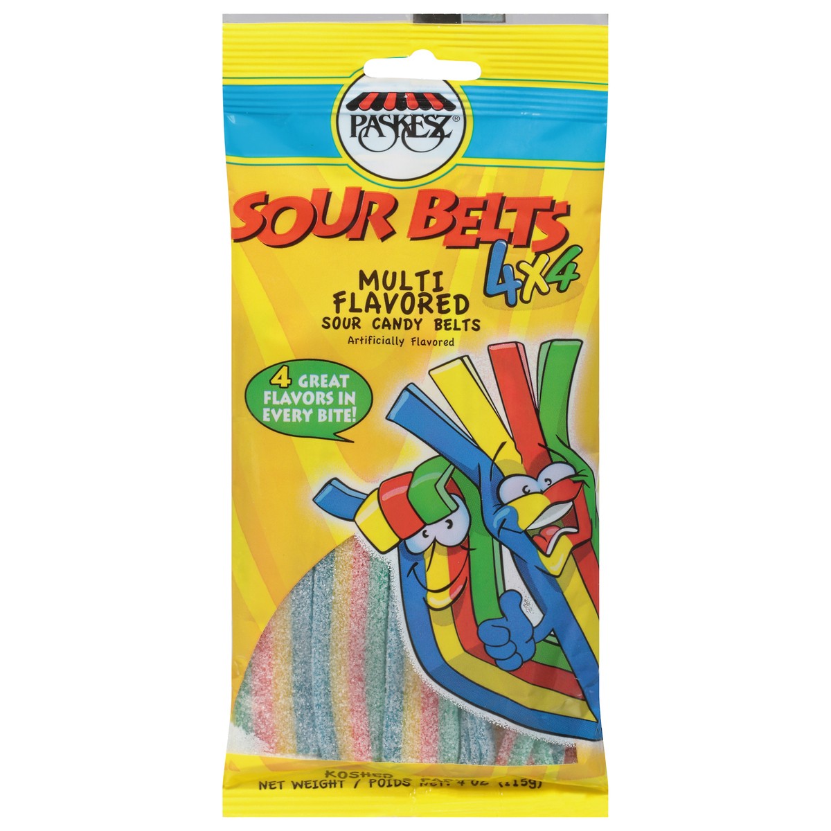 slide 1 of 9, Paskesz Sour Belts - 4.1 Oz, 4.1 oz