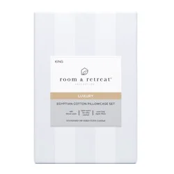 Room & Retreat 600 Thread Counts Damask Pillowcase, King, Set Of 2, White