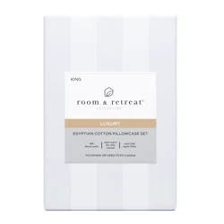 Room & Retreat 600 Thread Counts Damask Pillowcase, King, Set Of 2, White