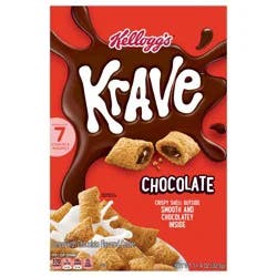 Kellogg's Krave Breakfast Cold Cereal, 7 Vitamins and Minerals, Made with Whole Grain, Chocolate, 11.4oz Box (1 Box)
