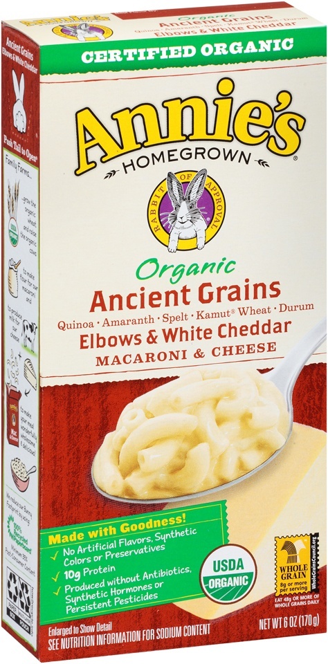 slide 1 of 1, Annie's Homegrown Organic Ancient Grains Macaroni & Cheese Elbows & White Cheddar, 6 oz