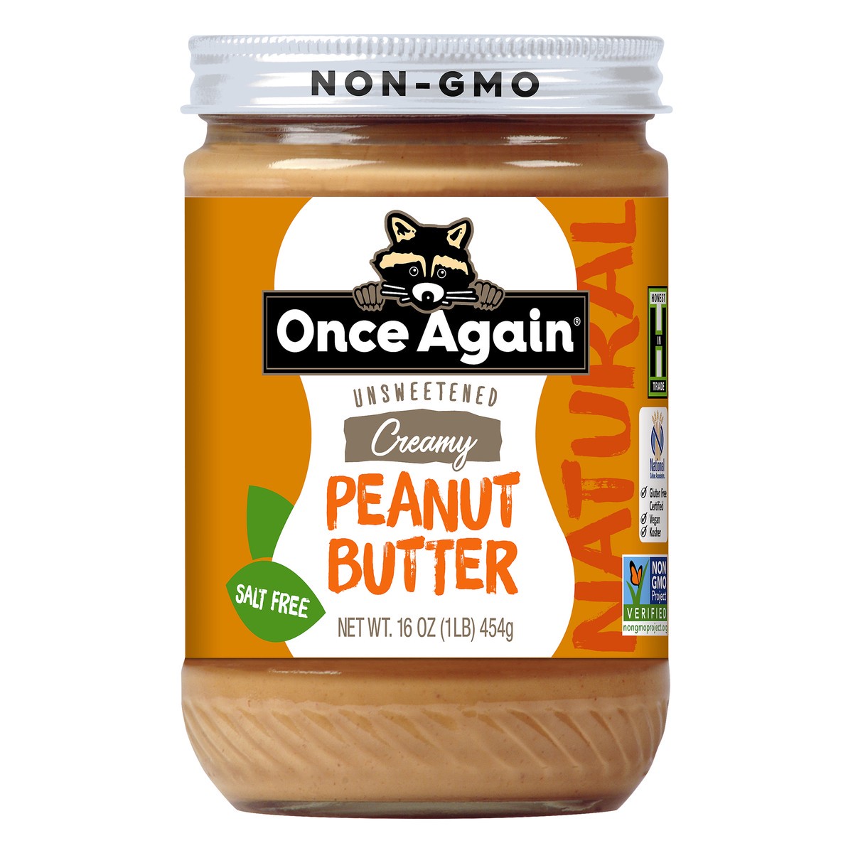 slide 5 of 6, Once Again Natural Creamy Unsweetened Peanut Butter 16 oz, 16 oz