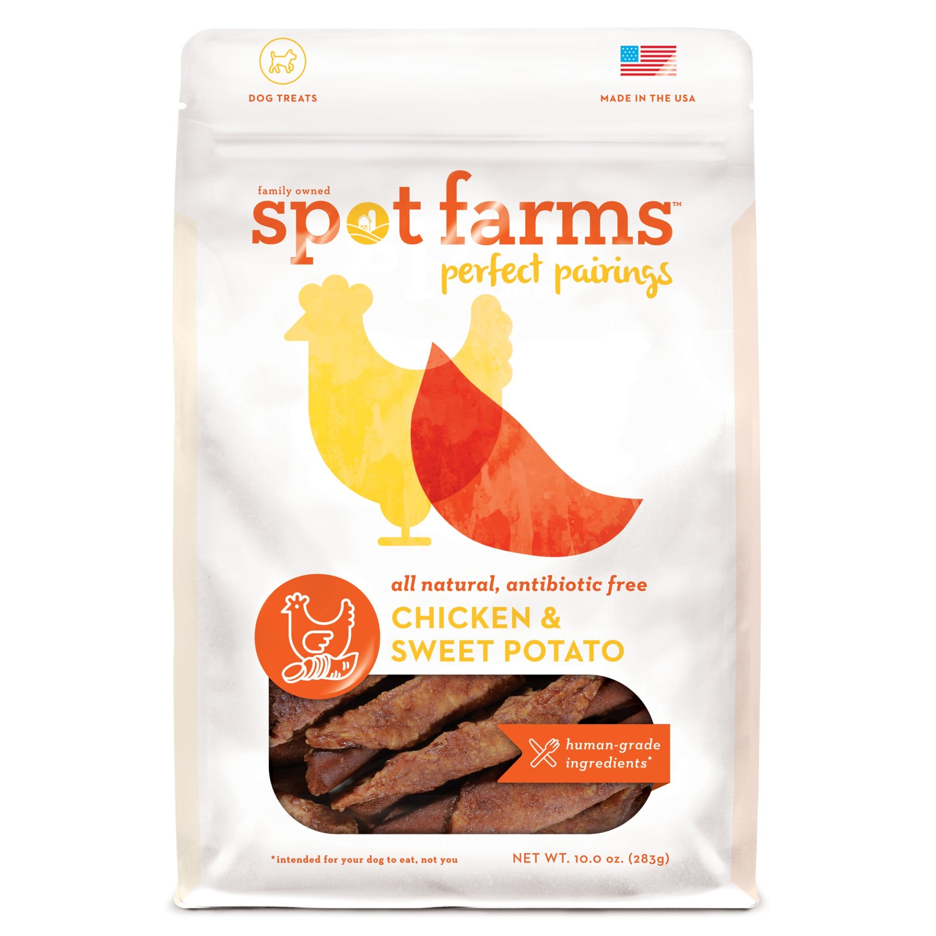 slide 1 of 1, Spot Farms Perfect Pairings Chicken & Sweet Potato Dog Treats, 10 oz