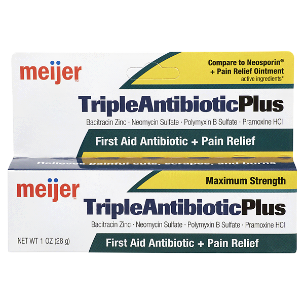 slide 1 of 1, Meijer Triple Antibiotic Plus Pain Relief Ointment, Maximum Strength, 1 oz