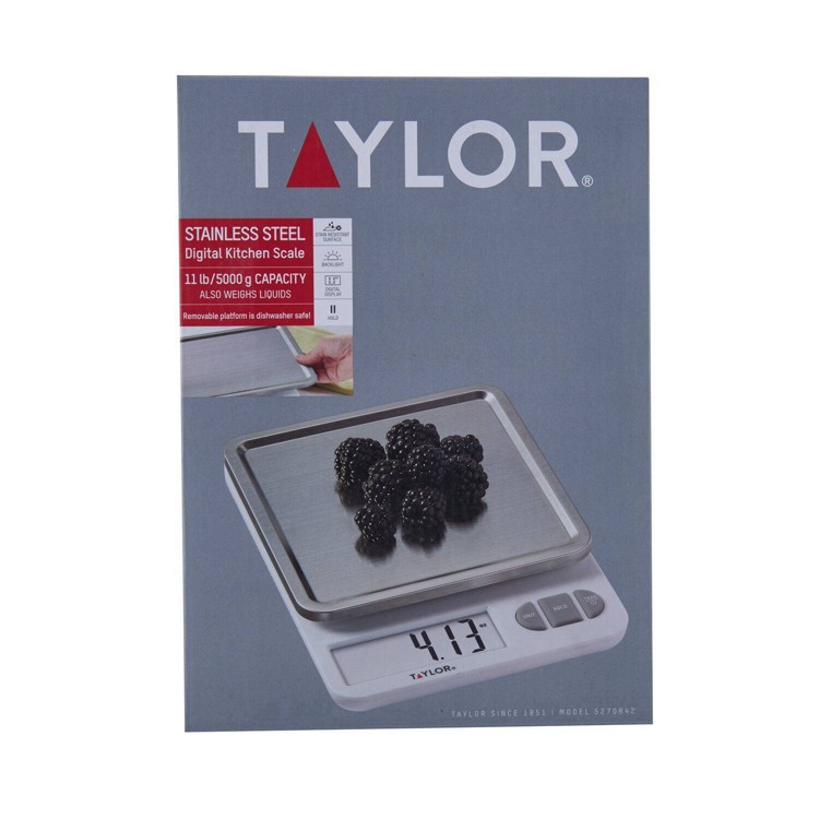slide 12 of 36, Taylor Digital Kitchen Scale Stainless Steel Platform, 11 lb