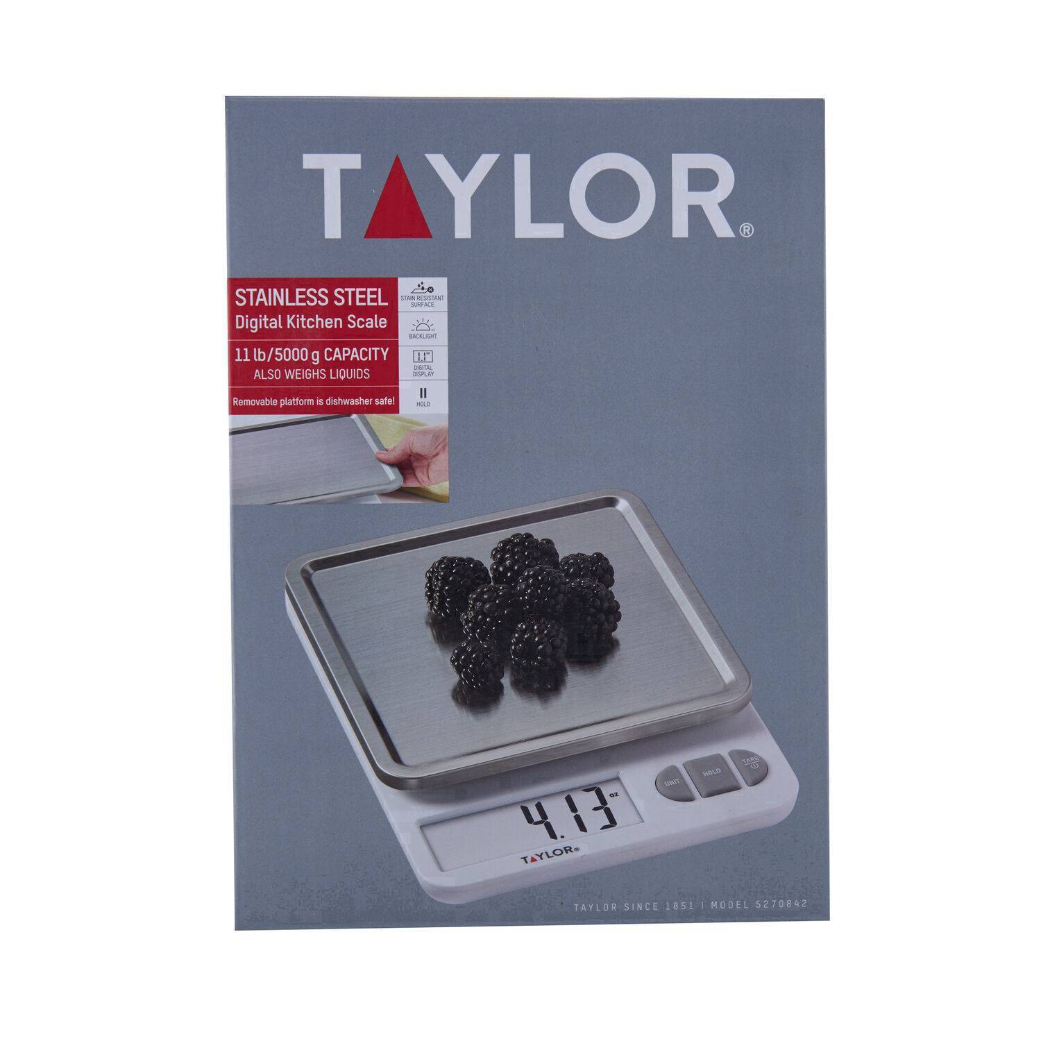 slide 23 of 36, Taylor Digital Kitchen Scale Stainless Steel Platform, 11 lb