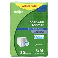 slide 5 of 17, Meijer Underwear for Men, Maximum Absorbency, Small/Medium, 36 ct