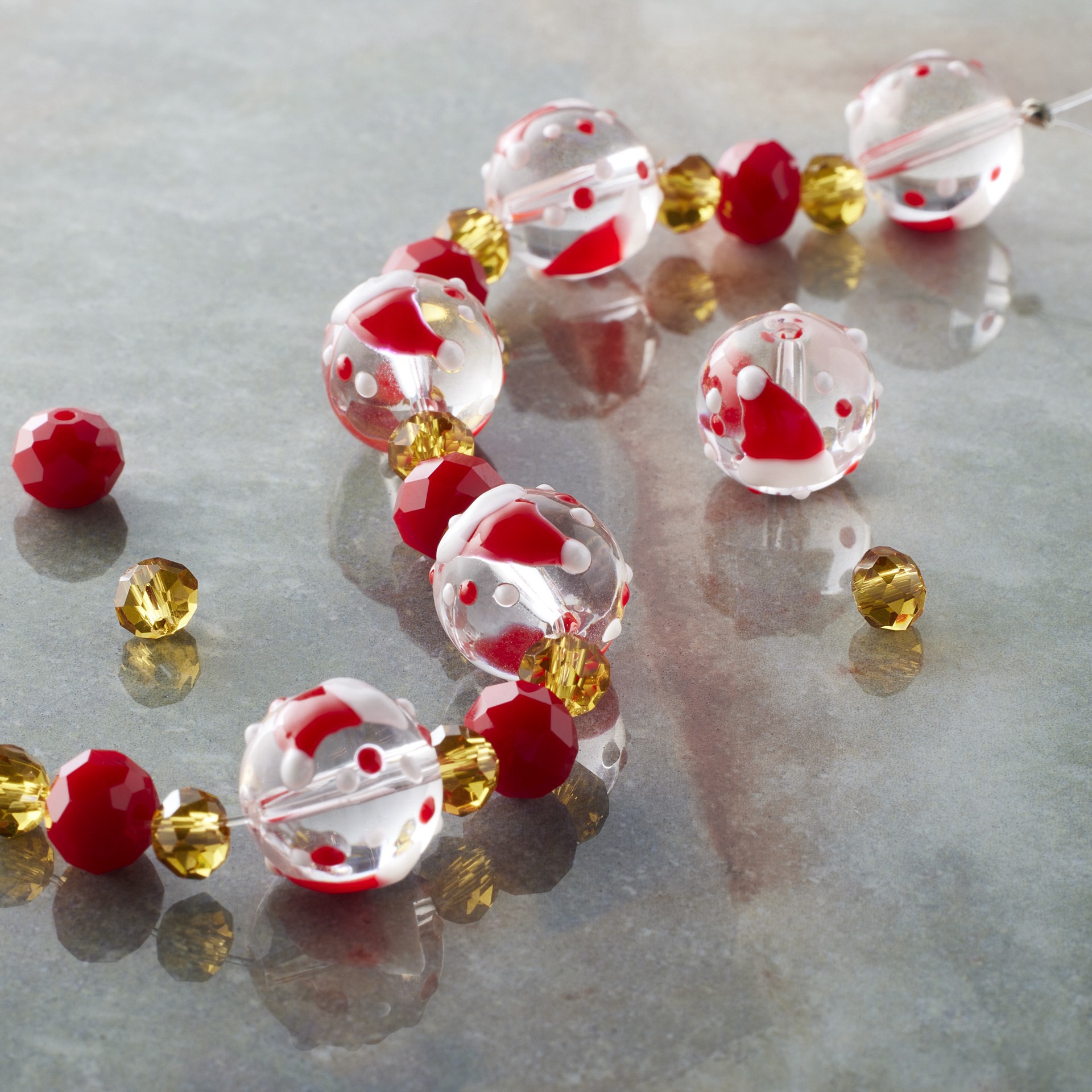 slide 2 of 3, Santa Lampwork Glass Coin Bead Mix By Bead Landing, 12mm to 13.5mm