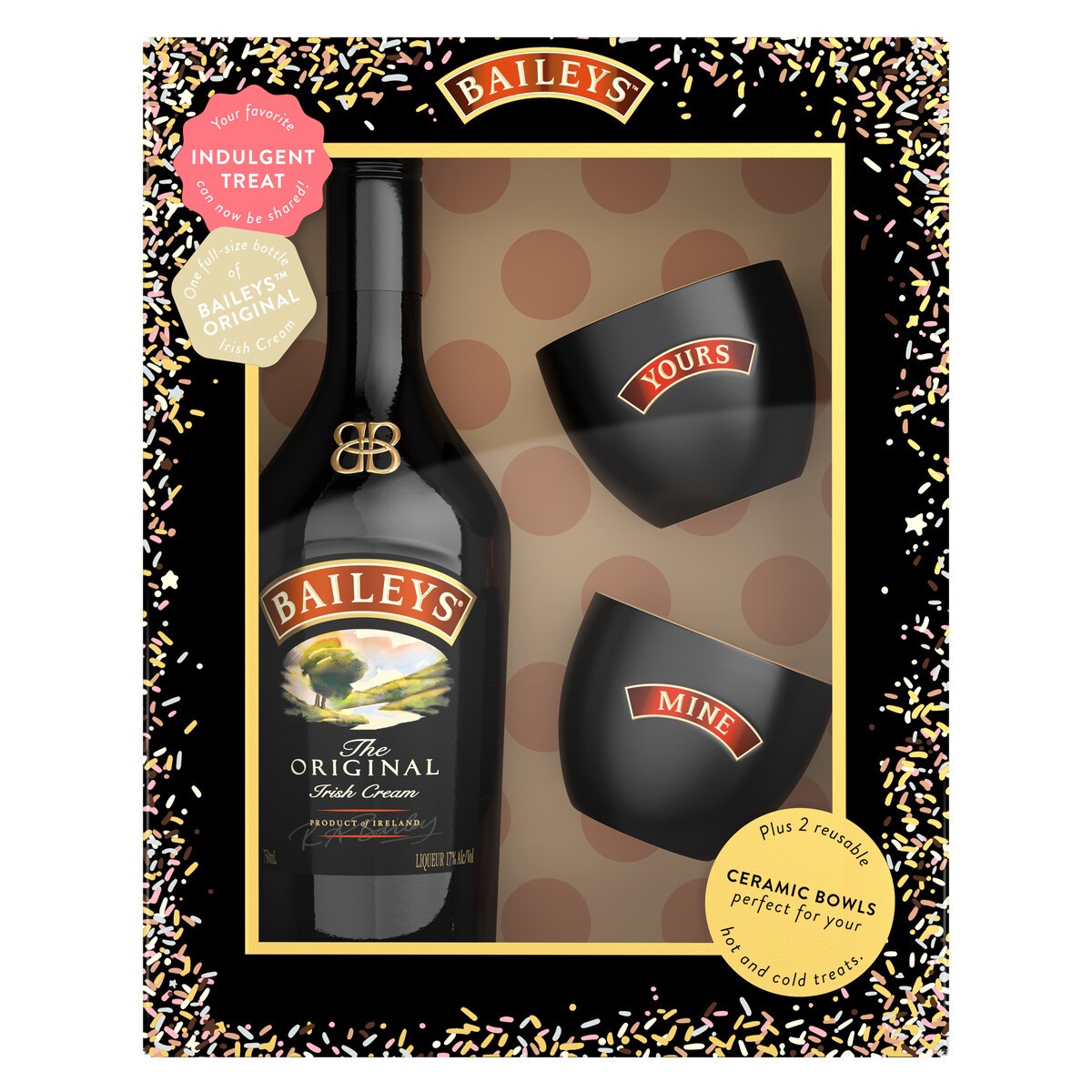 slide 5 of 6, Bailey's Original Irish Cream Liqueur, 750 mL Bottle with Two Ceramic Bowls, 750 ml