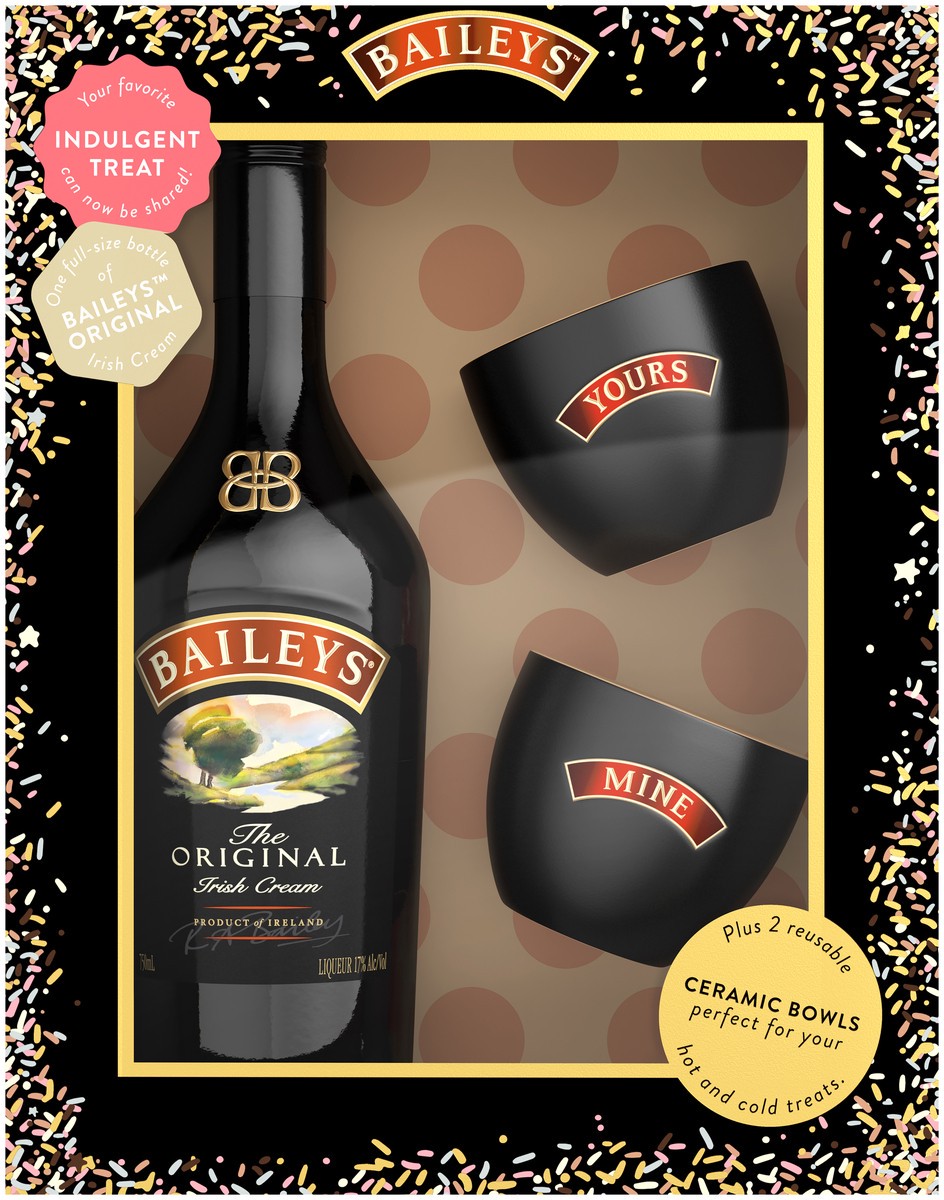 slide 2 of 6, Bailey's Original Irish Cream Liqueur, 750 mL Bottle with Two Ceramic Bowls, 750 ml