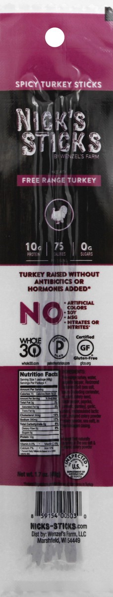 slide 2 of 13, Nick's Sticks Spicy Turkey Sticks 1.7 oz, 1.7 oz