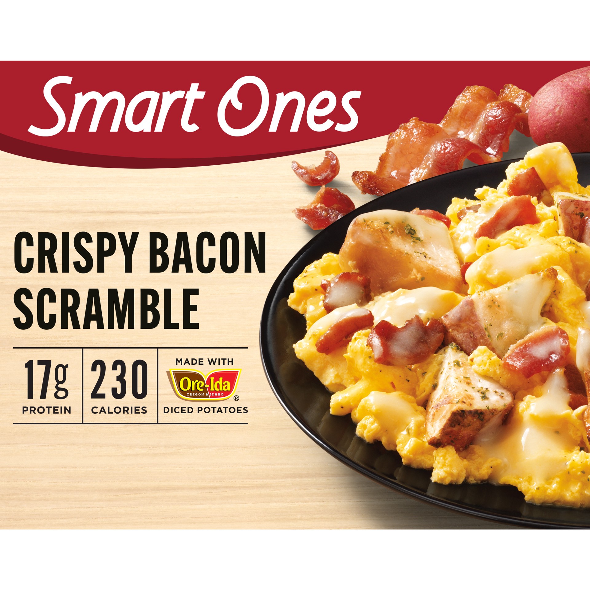 slide 1 of 14, Smart Ones Crispy Bacon Scramble Frozen Meal, 6.5 oz Box, 6.5 oz