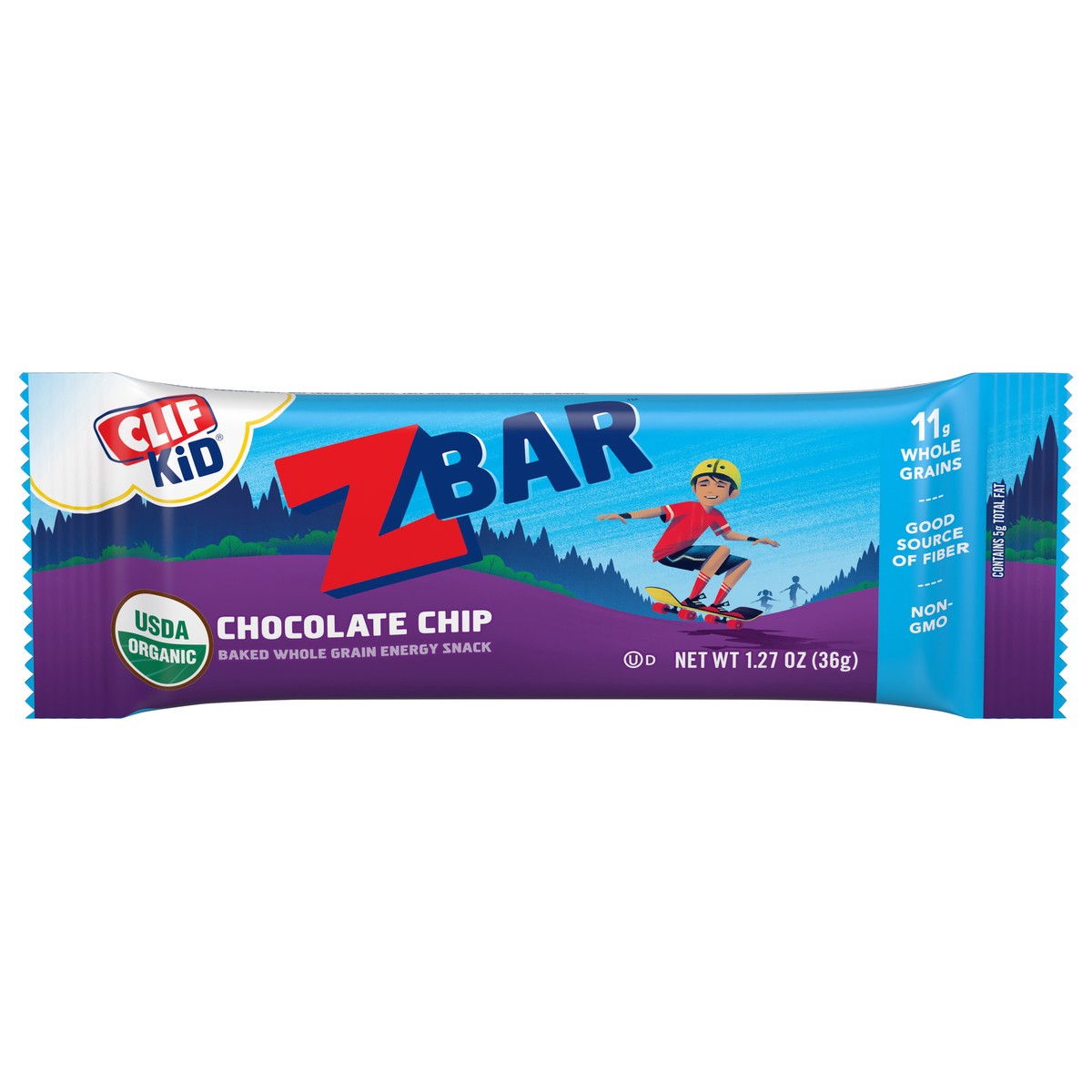 slide 1 of 1, CLIF Kid Zbar - Chocolate Chip - Soft Baked Whole Grain Snack Bar - USDA Organic - Non-GMO - Plant-Based - 1.27 oz., 1.27 oz