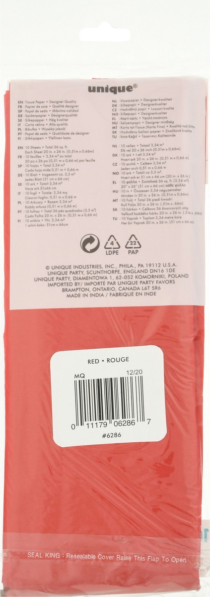 slide 7 of 9, Unique Party! Red Tissue Paper 10 Sheets, 10 ct