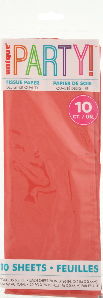 slide 3 of 9, Unique Party! Red Tissue Paper 10 Sheets, 10 ct