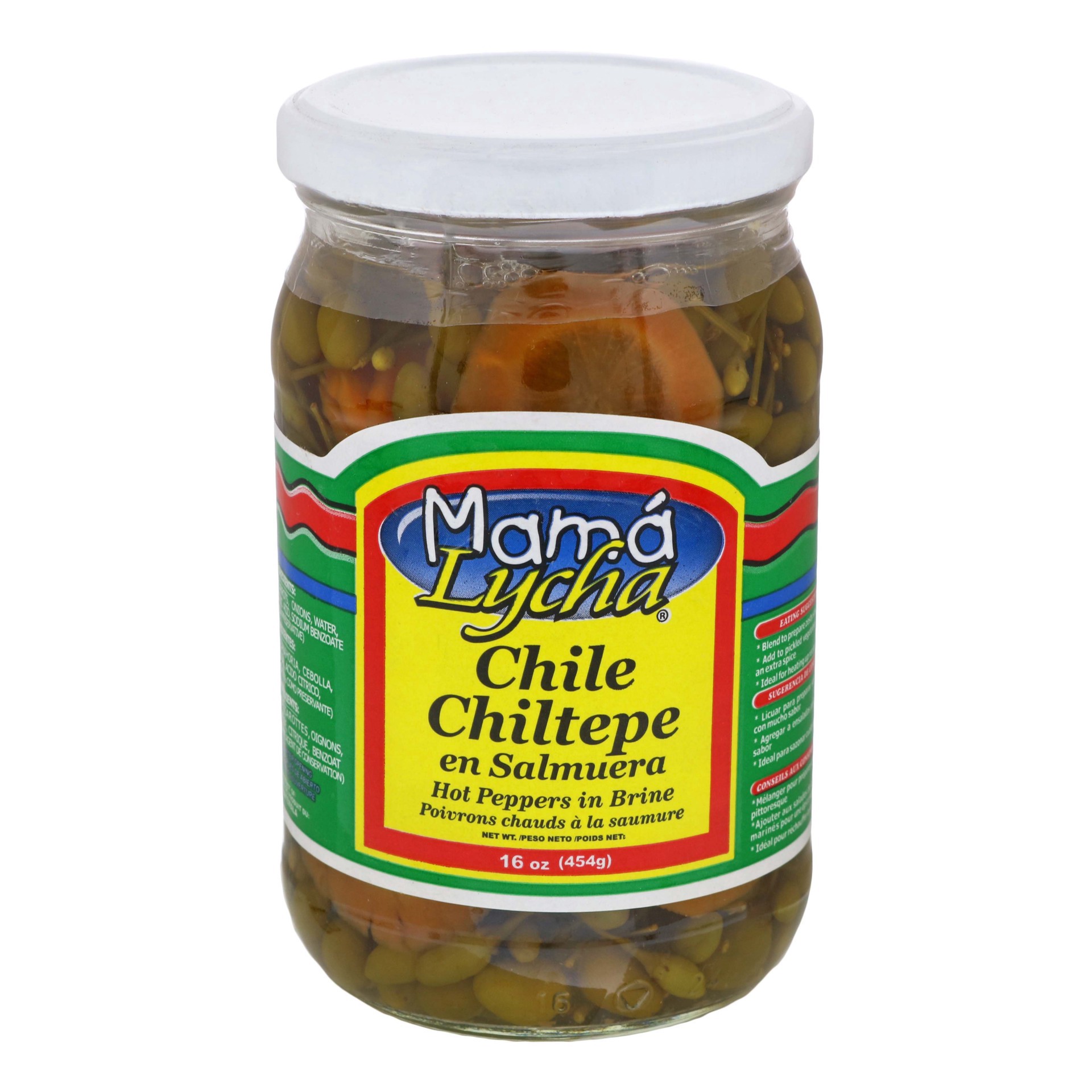 slide 1 of 1, Mama Lycha Piquin Hot Peppers In Brine, 16 oz