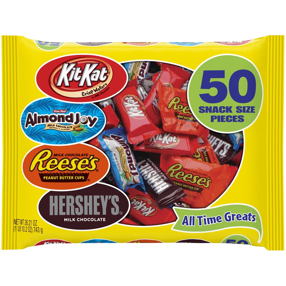 slide 1 of 1, Hershey's Snack Size Assorted Candy, 26.21 oz
