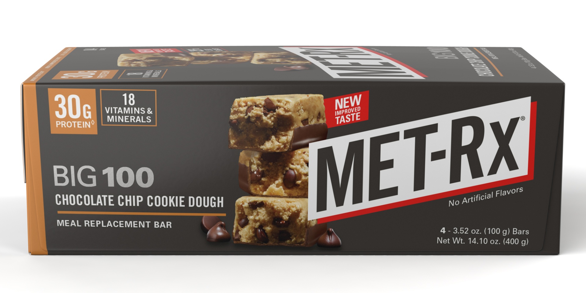 slide 7 of 7, Met-Rx Big 100 Meal Replacement Bar, Chocolate Chip Cookie Dough, 4 ct